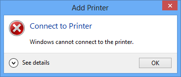 Windows<br />
					      cannot connect to the<br />
					      printer.