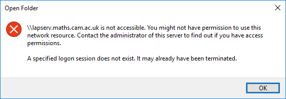 \\lapserv.maths.cam.ac.uk<br />
					      is not accessible.  You<br />
					      might not have<br />
					      permission to use this<br />
					      network resource