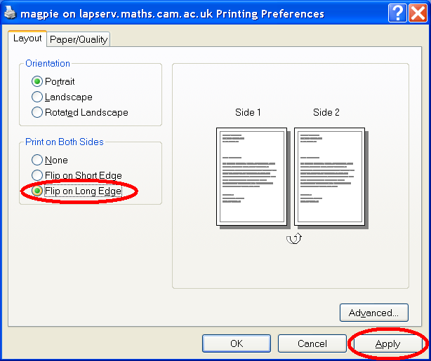 printing prefs