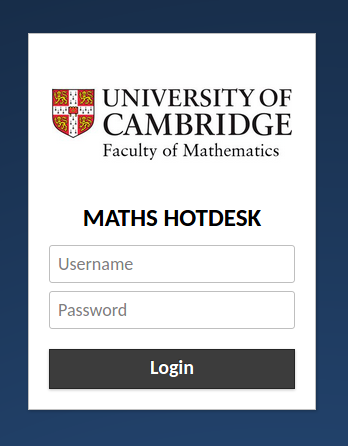 The hotdesk login screen.