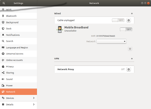 Ubuntu 18.04 network<br /><br />
					   settings dialog