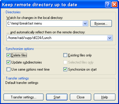 winscp delete files after synchronize