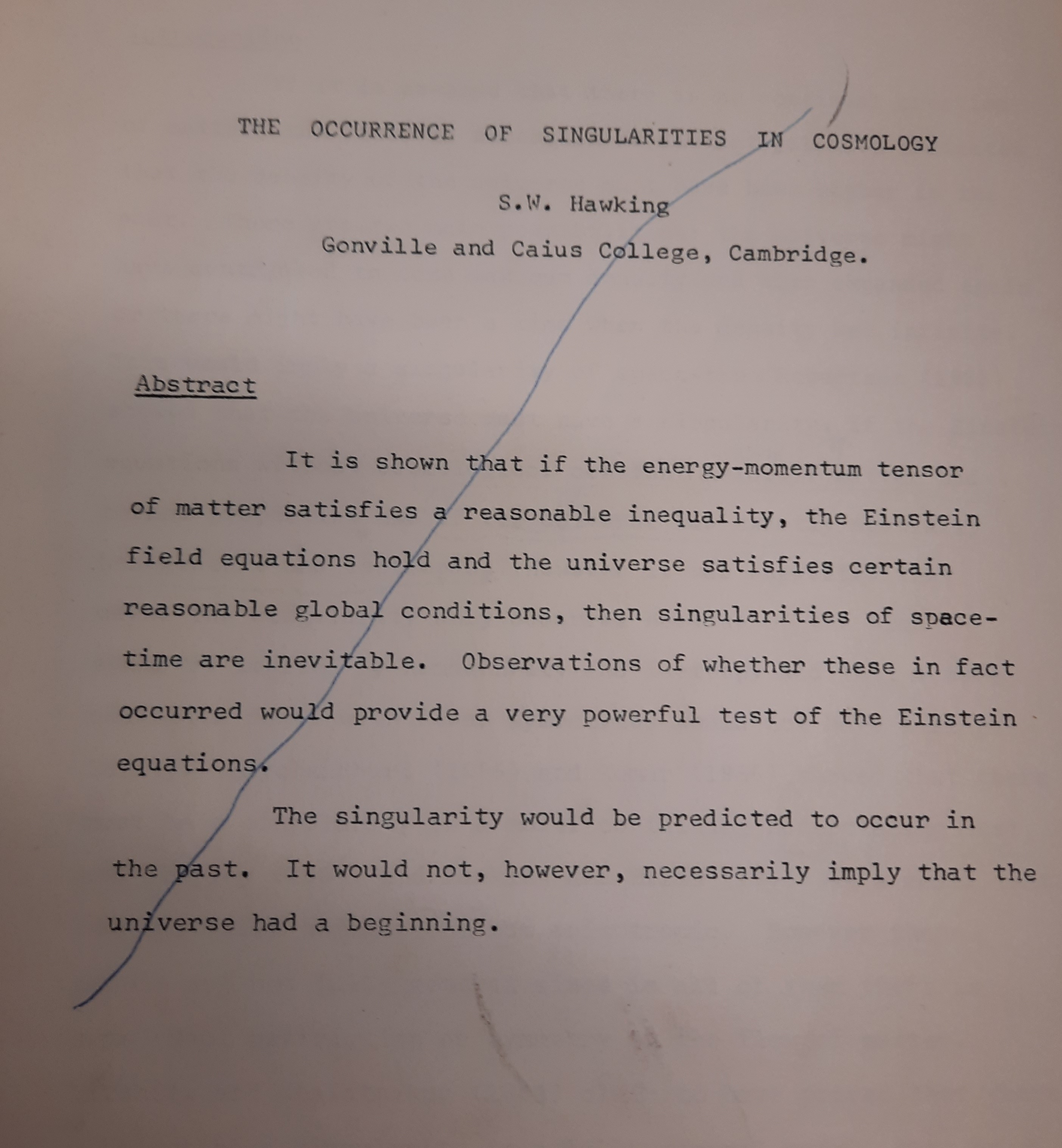 Draft paper by Hawking, 1966