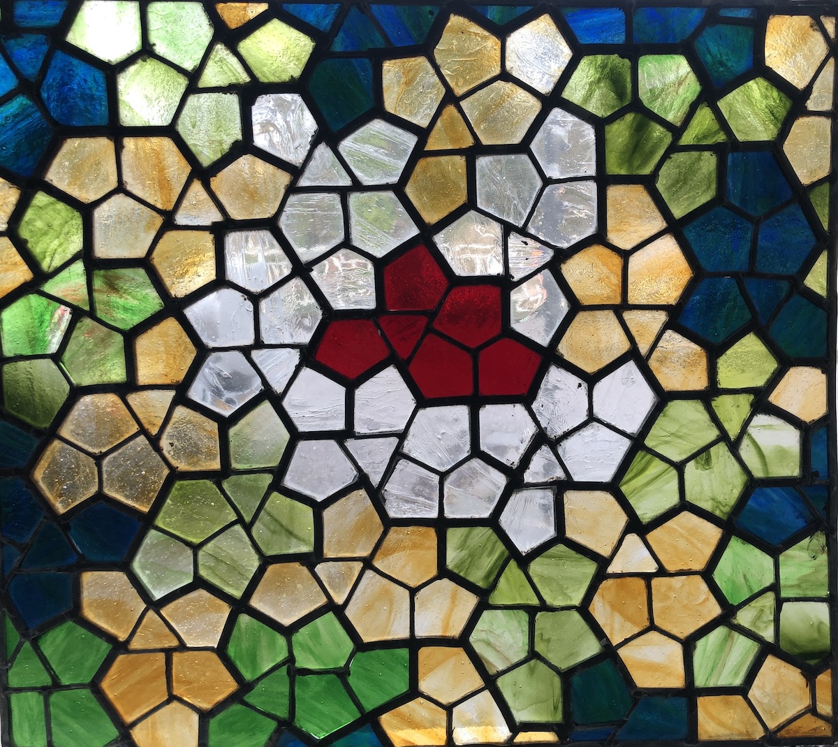 Professor David Spiegelhalter's stained glass version of a spectre tiling