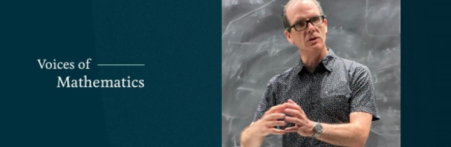 Colm-cille Caulfield and text 'Voices of Mathematics'